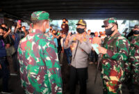 Kapolri Jenderal Polisi Idham Azis bersama Panglima TNI Marsekal TNI Hadi Tjahjanto meninjau Pasar Tanah Abang, Jakarta Pusat dan Bandara Soekarno Hatta. Sidak mendadak (Sidak) itu dilakukan pada, Kamis (11/06/20).