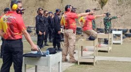 FOTO : Kegiatan Kejuaraan Menembak Pistol Polda Jambi di Lapangan Tembak Makosat Brimob Polda Jambi, Sabtu (22/08/20).
