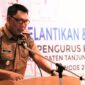 Wabup Hairan, SH saat Sambutan Acara Pelantikan Pengurus HIPMI dan Cabang Tanjab Barat Periode 2021-2024 dan Rakercab HIPMI di Tungkal Hotel, Selasa (06/04/21).