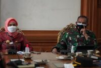 FOTO : Komandan Korem 042/Gapu Brigjen TNI M. Zulkifli pada Rapat Koordinasi Persiapan PSU Pilgub di Ruang Rapat Kantor Gubernur Jambi, Jum'at (21/05/21).