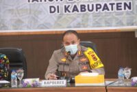 Kapolres AKBP Muharman Arta, SIK Pimpin Rapat Koordinasi Lintas Sektoral Pemantapan Kesiapan Pengamanan MTQ Ke-50 Tingkat Provinsi Jambi. Kamis (16/09/21). FOTO : ZN