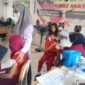 Kegiatan vaksinasi anak usia 6-11 tahun di di SDN 003 dan SDN 045 Desa Senaung Kecamatan Jaluko, Muaro Jambi, Rabu (19/1/22). FOTO : Noval.
