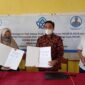 Penandatangan MOA antara Prodi PBA UIN STS Jambi dengan F-MGMP B.Arab Provinsi Jambi di SMAN 2 Tanjab Barat, Rabu (19/1/22). FOTO : Dok. SMAN 2 TJB