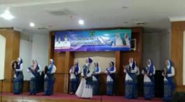 Tim Rebana BKMT Kecamatan Maro Sebo Ikuti Festival Rebana BKMT Tingkat Kabupaten Muaro Jambi, Jumat (18/2/22). FOTO : Noval.