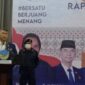 FOTO : Dr. Syarif Fasha Saat Sambutan Pelantikikan DPD Partai Nasdem Muaro Jambi di Swiss-Belhotel Jambi, Sabtu (26/2/22).