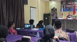 Tony Nainggolan Ketua Harian TI Jambi saat memberikan sambutan di Muskab TI Kabupaten Tanjung Jabung Barat, Minggu (27/3/22). FOTO: Lintastungkal