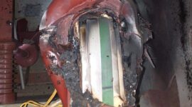 Perangkat Potential Transformer (PT) yang jebol. FOTO : PLN