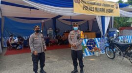 Kapolsek Sekernan di temui di Pos Pengaman Idul Fitri, Minggu pagi.