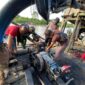 Kapolres Bungo AKBP Guntur Saputro, SIK, MH Memimpin Penertiban PETI di belakang Kantor Lurah Tanjung Gedang Kecamatan Muara Bungo, Kabupaten Bungo, pada Kamis (05/05/22). FOTO : Hms Res Bungo.