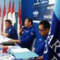 Ketua DPD Partai Demokrat Provinsi Jambi, H. Mashuri (Hamas) saat memberikan pengarahan didampingi Sekretaris Syamsu Rizal, Bendahara John Harles. FOTO : Ist