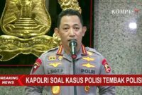 Kapolri Jenderal Listyo Sigit Prabowo Saat Konfresnsi Pers di Gedung Utama Mabes Polri, Jakarta Selatan, Senin (18/7/22). FOTO : Tangkapan Layar.