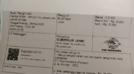 Caption Bukti Tanda Pemgiriman Surat oleh Kades Senaung ke Gubernur Jambi. FOTO : Ist/LT