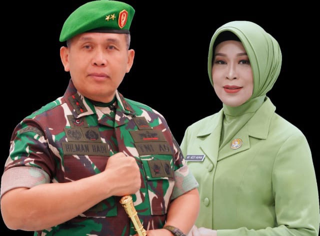 Mayor Jenderal TNI Hilman Hadi, S.IP, MBA, M.Han dan Isteri/ FOTO : Penrem 042/Gapu