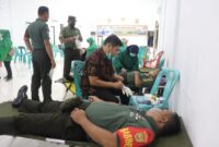 Kegiatan Donor Darah di Aula Makodim 0419/Tanjab HUT TNI ke-77 Tahun 2022. FOTO : Pentjb