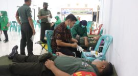 Kegiatan Donor Darah di Aula Makodim 0419/Tanjab HUT TNI ke-77 Tahun 2022. FOTO : Pentjb