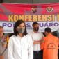 Kasat Reskrim AKP Shirlen didampingi Kasi Humas AKP Amradi saat melakukan konferensi pers, Senin (3/10/22). FOTO : Dhea.