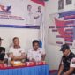 Ketua KPU Hairuddin didampingi Ketua DPD Partai Perindo Syafrizal Lubis dan Pengurus bersama Ketua Bawaslu Hadi Siswa dan Komisioner KPU saat verifikasi faktual, Senin (17/10/22). FOTO : Bas/LT