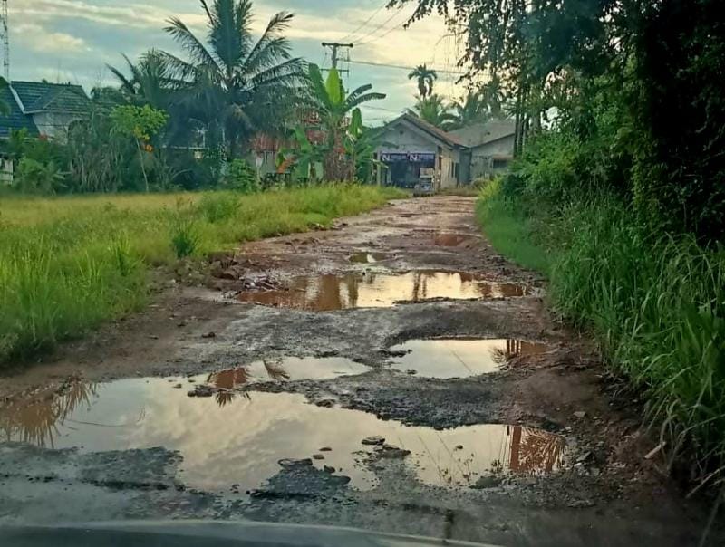 Beginilah Kimdusi Nyata Jalan Perumahan Alamanda dan Vidia Indah Dua yang Rusah Parah. FOTO : Dhea/LT.