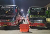 Bus yang akan digunakan 367 CJH Tanjab Barat menuju Asrama Haji Kota Jambi. FOTO : Ist