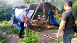 Anggota Polresta Jambi Sat Hancurkan 3 Base Camp Narkoba di Wilayah Kota Jambi. FOTO : HMS/Dhea
