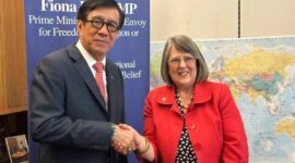 Menteri Hukum dan HAM Republik Indonesia Yasonna H. Laoly bersama Anggota Parlemen Inggris Fiona Bruce. FOTO : Dok Humas