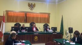 JPU Kejari Tanjab Barat Bacakan Tuntutan terhadap Keempat Terdakwa Narkotika di Pengadilan Negeri Kuala Tungkal, Senin (16/10/23). FOTO : Dok/Kejari