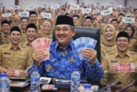Bupati Tanjung Jabung Barat Anwar Sadat mengumumkan THR Rp1 juta bagi 2.375 PPPK Paruh Waktu. (FOTO : PROKOPIM TANJAB BARAT/LT)