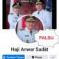 Gambar Tangkapan Layar FB yang Diduga Palsu 