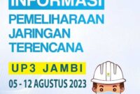 Jadwal Pemadaman Listrik PLN Jambi Tanggal 5-12 Agustus Untuk Jambi, Tanjab Barat dan Tanjab Timur