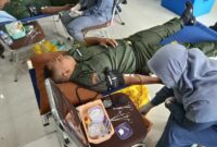 Kegiatan Donor Darah Hari Juang TNI AD di Aula Makodim 0419/Tanjab, Selasa (12/12/23). FOTO : Pendimtjb