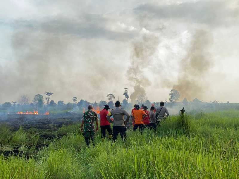 Tim Gabungan Pantau Lokasi Kebakaran untuk Langkah Pemadaman. FOTO : Polsek Betara 