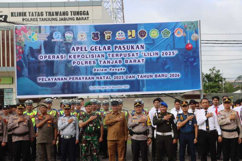 Wakil Bupati Tanjab Barat Katamso Bersama Kapolres dan Stakeholder Terkait Operasi Lilin 2025 (hms)