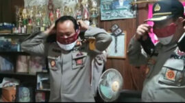 Kapolres Tanjabbar Tinjau Tempat Peserta Lomba Jahit Masker Merah Putih