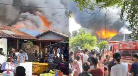 Kebakaran Hanguskan Belasan Rumah di Kelurahan Legok Jambi. [FOTO : tangkapan Layar]