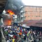 Kebakaran hebat terjadi di kawasan Pasar Parit 1 Kota Kuala Tungkal, Kelurahan Tungkal IV Kota,  Kecamatan Tungkal Ilir, Kabupaten Tanjab Barat, Senin (31/1/22).