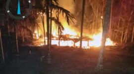 Api Saat Memakan Badan rumah milik Pak Roni di RT 14 Kelurahan Senyerang. FOTO : Istimewa