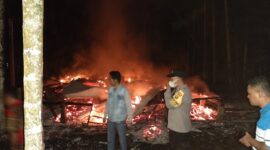Kondisi Rumah Syahroni di Jalan Parit Mursid RT 14 Kelurahan Senyerang, Kecamatan Senyerang yang terbakar. FOTO : Ist