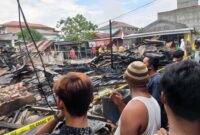 Puing-Puing Sisa Kebakaran di RT 22, Jalan Ketapang Gang Mulia, Kelurahan Tungkal Harapan Kecamatan Tungkal Ilir, Kabupaten Tanjab Barat, Selasa (24/8/21).