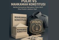 Ilustrasi : Polri Vs Mahkamah Konstitusi. GRAFIS : HN