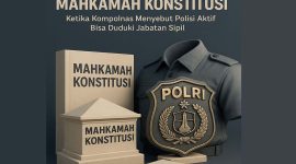 Ilustrasi : Polri Vs Mahkamah Konstitusi. GRAFIS : HN