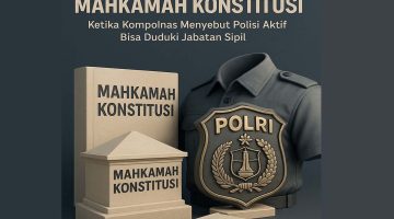 Ilustrasi : Polri Vs Mahkamah Konstitusi. GRAFIS : HN