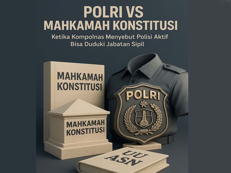 Ilustrasi : Polri Vs Mahkamah Konstitusi. GRAFIS : HN