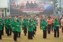 Kegiatan Senam SKJ, Olahraga bersama memperingati HUT TNI ke-78 Tahun 2023. FOTO : Penrem 042/Gapu