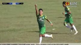 Ahmad Haikal, pemain Kota Jambi bernomor punggung 27 Usai Mencetak Gol ke 2 Lagag Final melawan PS Muaro Jambi, Kamis (20/2/22). FOTO : Tangkapan Layar
