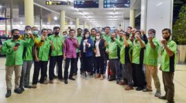 Ketua Umum KSBSI F. Hukatan, Nurhasanah Marpaung melakukan kunjungan ke Provinsi Jambi. Kamis (27/1/22). FOTO : Dhea