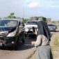 Mobil yang terlihat kecelakaan beruntun di Jalintim KM 40 Kecamatan Banyuasin III Kabupaten Banyuasin, Rabu (26/4/23). FOTO : TribunSumsel.com