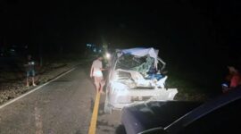 Kondisi Pick Up Grand Max Rusak Berat Setelah Menabrak Truck di Jalan Lintas Sumatera KM 04. Desa Sei Ulak, Kecamatan Nalo Tantan, Kabupaten Merangin. [FOTO : Hums ResMerangin]