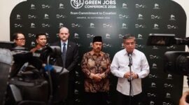 Menteri Ketenagakerjaan, Yassierli, saat memberikan keterangan pers dalam acara Indonesia’s Green Jobs Conference 2026 yang diselenggarakan oleh Kementerian PPN/Bappenas di Jakarta, Rabu (2/9/2026). (Foto: Biro Humas Kemnaker)