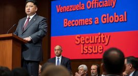 Kim Jong Un ke Washington: Venezuela Resmi Jadi Isu Keamanan Global. FOTO : AI WA