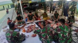 FOTO : Pelaksanaan Penyembelihan Hewan Qurban di Kodim 0419/Tanjab, Jum’at (31/07/20).